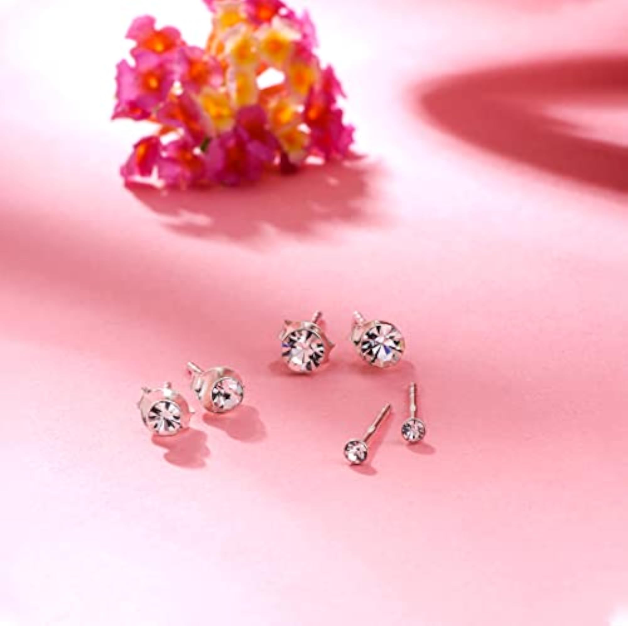 925 Sterling Crystal Stud Earrings for Anniversary Wife